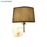 Modern Black And Beige Tapered Wall Sconce With 1 Light Backplate