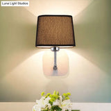 Modern Black And Beige Tapered Wall Sconce With 1 Light Backplate