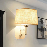 Modern Black And Beige Tapered Wall Sconce With 1 Light Backplate / White