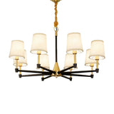 Modern Black And Gold Chandelier: Conic Bedroom Ceiling Light With Fabric/White Glass 6/8-Light 8 /