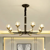 Modern Black And Gold Chandelier Light Fixture With Crystal Shades - 6/8 Head Living Room Suspension