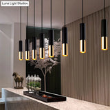 Modern Black And Gold Cylinder Pendant Lighting For Bar Cafe