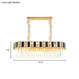 Modern Black And Gold K9 Crystal Oval Island Light - 12 Heads Pendant For Dining Room Ceiling