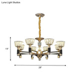 Modern Black And Gold Led Chandelier - Elegant Suspension Light With Crystal Rectangle Design (6/8