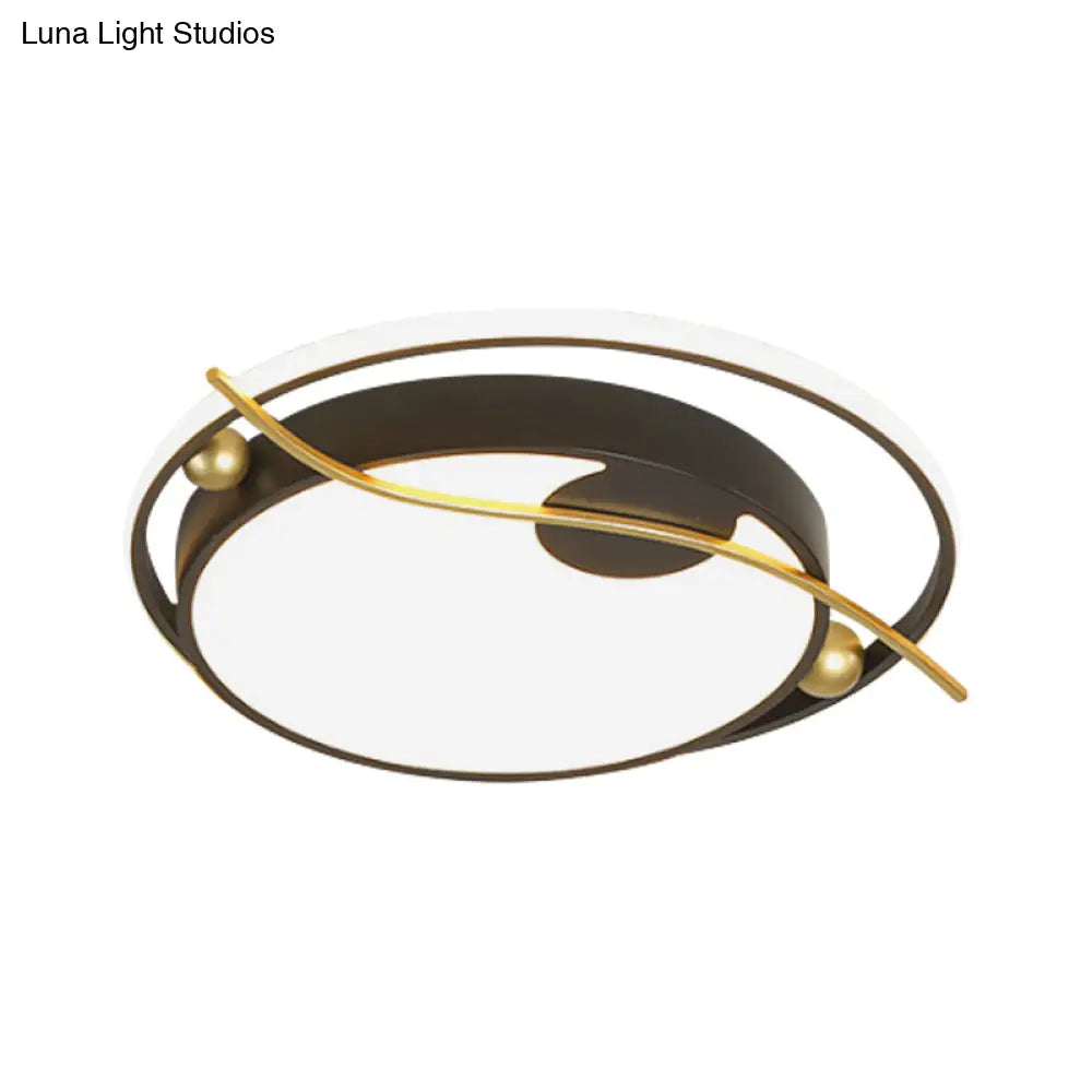 Modern Black And Gold Led Flush Mount Ceiling Light With Warm/White