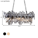 Modern Black And Gold Oval Pendant Lamp With Crystal Accents Island Lighting Functionality