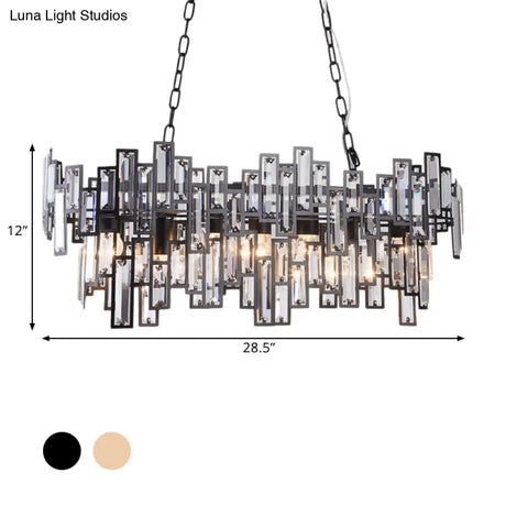 Modern Black And Gold Oval Pendant Lamp With Crystal Accents Island Lighting Functionality