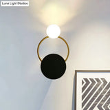 Modern Black And Gold Round Wall Sconce For Bedside Lighting