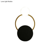Modern Black And Gold Round Wall Sconce For Bedside Lighting