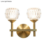 Modern Black And Gold Wall Light With Clear Dimpled Glass For Living Room