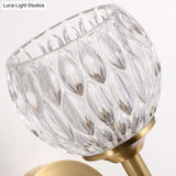 Modern Black And Gold Wall Light With Clear Dimpled Glass For Living Room