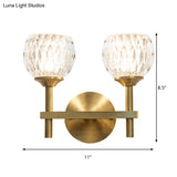 Modern Black And Gold Wall Light With Clear Dimpled Glass For Living Room