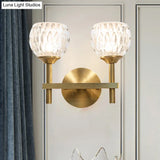 Modern Black And Gold Wall Light With Clear Dimpled Glass For Living Room