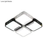 Modern Black And White Ceiling Light Fixture With Acrylic Shade - Choose Warm Or 3 Color 4/6 Lights