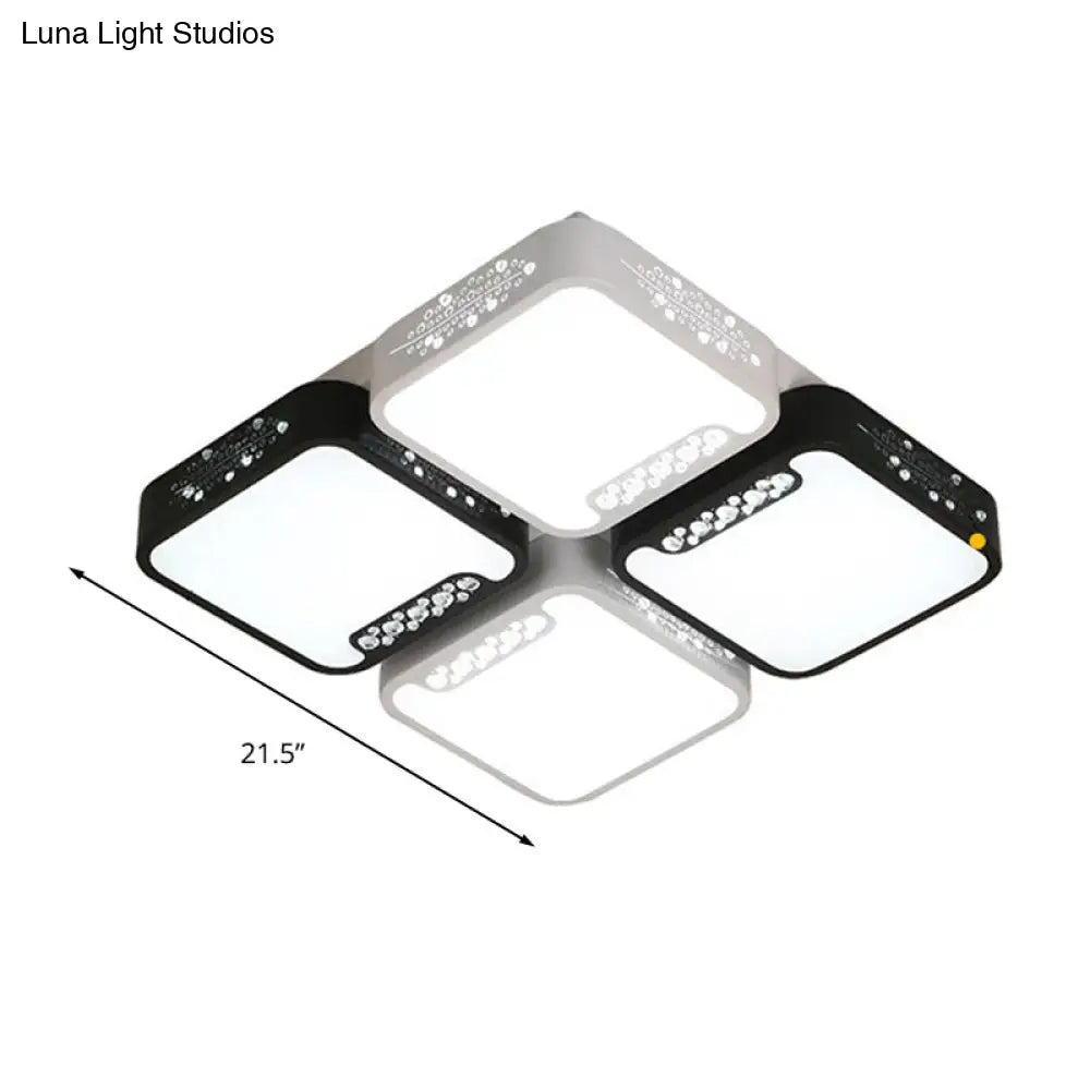 Modern Black And White Ceiling Light Fixture With Acrylic Shade - Choose Warm Or 3 Color 4/6 Lights