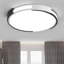 Modern Black And White Drum Flush Mount Ceiling Light Fixture - 18’/23.5’ Wide Metal Led