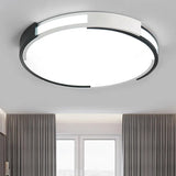 Modern Black And White Drum Flush Mount Ceiling Light Fixture - 18’/23.5’ Wide Metal Led