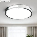 Modern Black And White Drum Flush Mount Ceiling Light Fixture - 18’/23.5’ Wide Metal Led