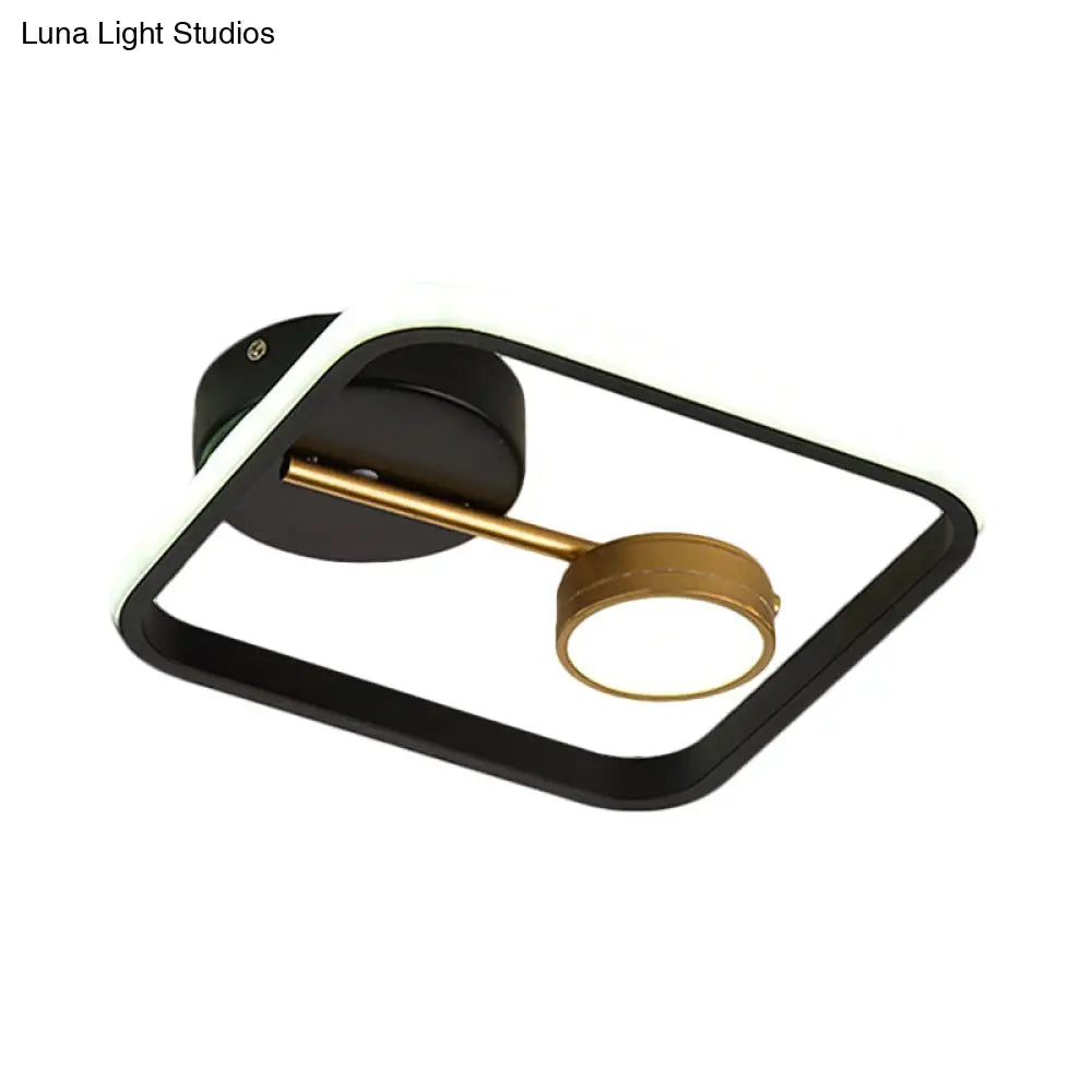 Modern Black And White/Gold Led Flush Mount Ceiling Light Fixture With Warm/White Metal Shade