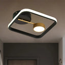 Modern Black And White/Gold Led Flush Mount Ceiling Light Fixture With Warm/White Metal Shade Black