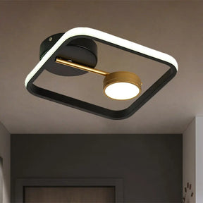 Modern Black And White/Gold Led Flush Mount Ceiling Light Fixture With Warm/White Metal Shade Black