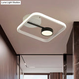 Modern Black And White/Gold Led Flush Mount Ceiling Light Fixture With Warm/White Metal Shade