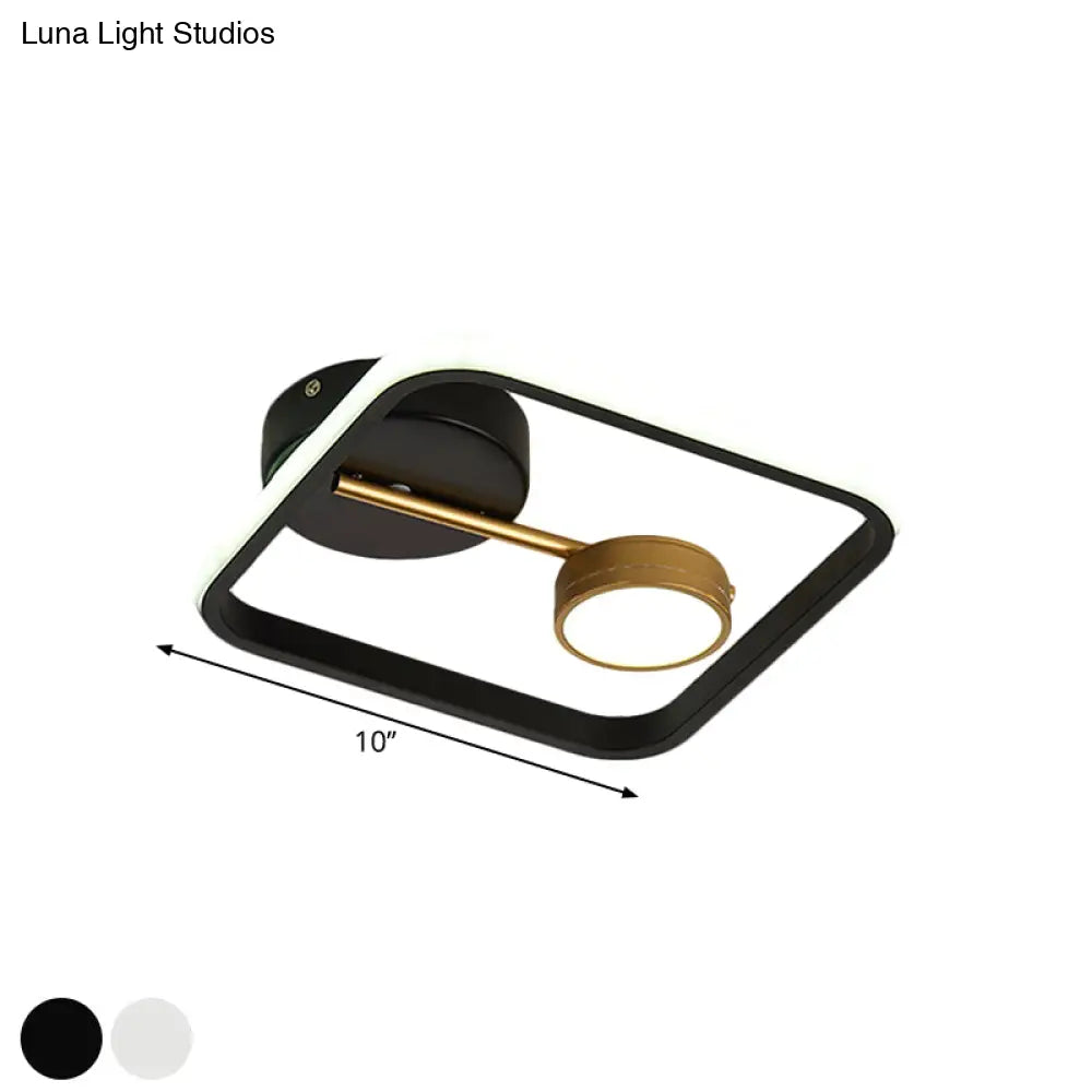 Modern Black And White/Gold Led Flush Mount Ceiling Light Fixture With Warm/White Metal Shade