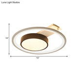 Modern Black And White Led Ceiling Light: Simple Drum Flush Lamp With Halo Ring 16’/19.5’ Wide
