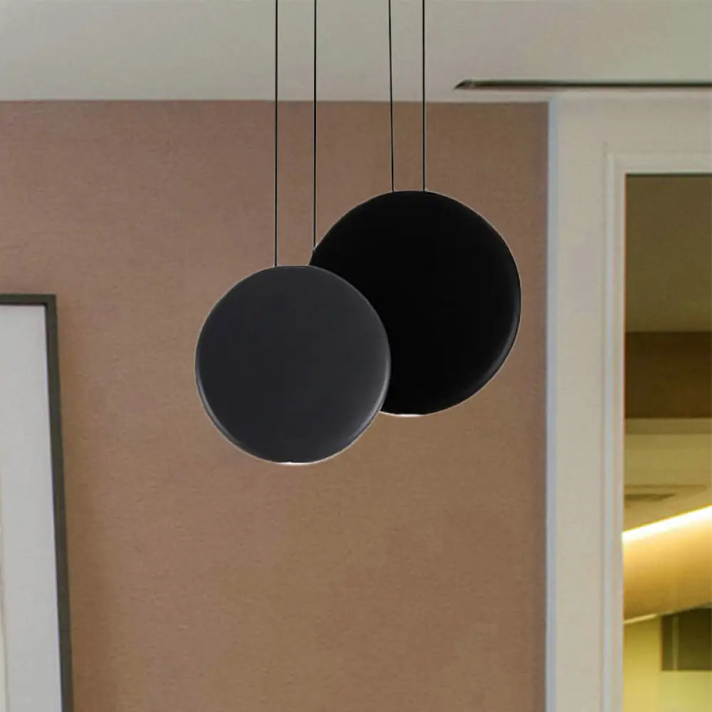 Modern Black And White Pendant Lights With Round Resin Shade