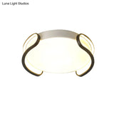 Modern Black And White Round Flush Mount Led Ceiling Light - Acrylic Shade For Bedroom