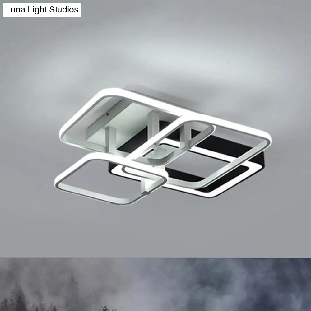 Modern Black And White Semi Flush Mount Ceiling Light With Acrylic Shade 3/4 Lights - Ideal For