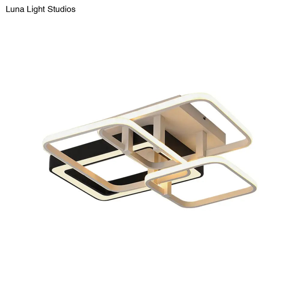 Modern Black And White Semi Flush Mount Ceiling Light With Acrylic Shade 3/4 Lights - Ideal For