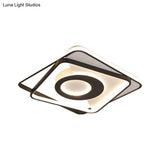 Modern Black And White Square Flush Ceiling Light Acrylic Led Fixture - 16’/19.5’/23.5’ Width
