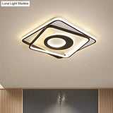 Modern Black And White Square Flush Ceiling Light Acrylic Led Fixture - 16’/19.5’/23.5’ Width