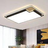 Modern Black And Wood Led Ceiling Light: Acrylic Rectangular/Square Flushmount With Cut Corner