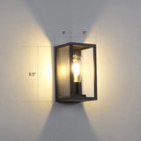 Modern Black Box Patio Wall Sconce - Transparent Glass 1-Bulb Lighting Fixture