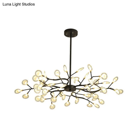 Modern Black Branching Chandelier With Metallic Multi-Light Suspension