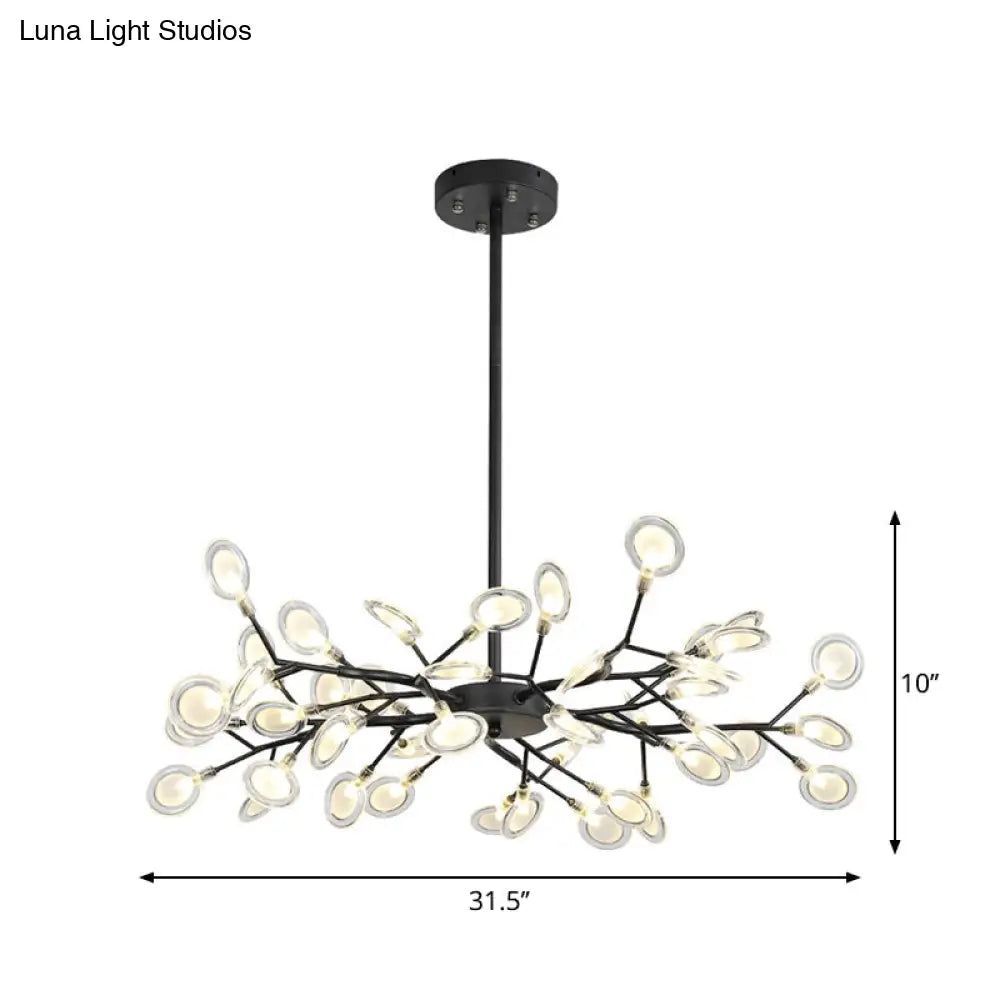 Modern Black Branching Chandelier With Metallic Multi-Light Suspension