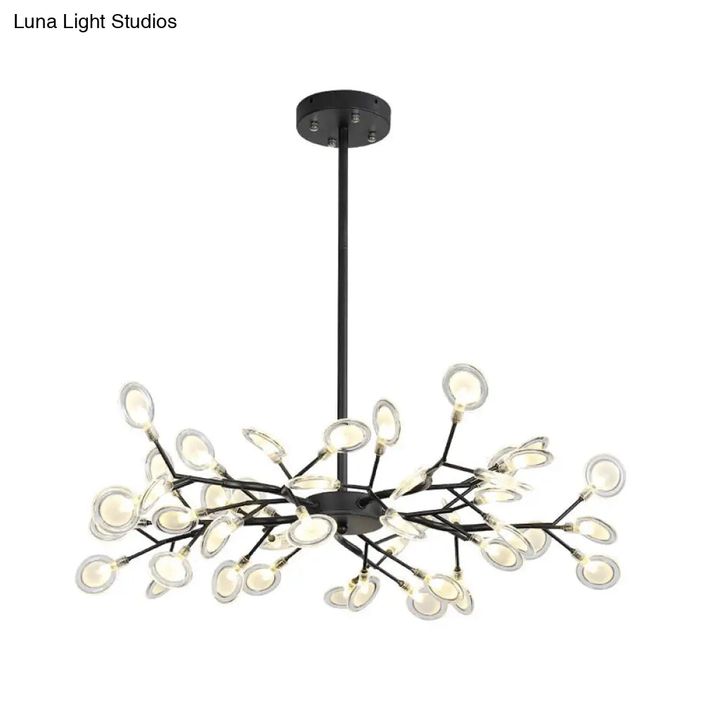 Modern Black Branching Chandelier With Metallic Multi-Light Suspension