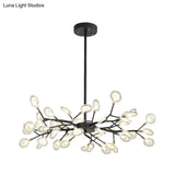 Modern Black Branching Chandelier With Metallic Multi-Light Suspension