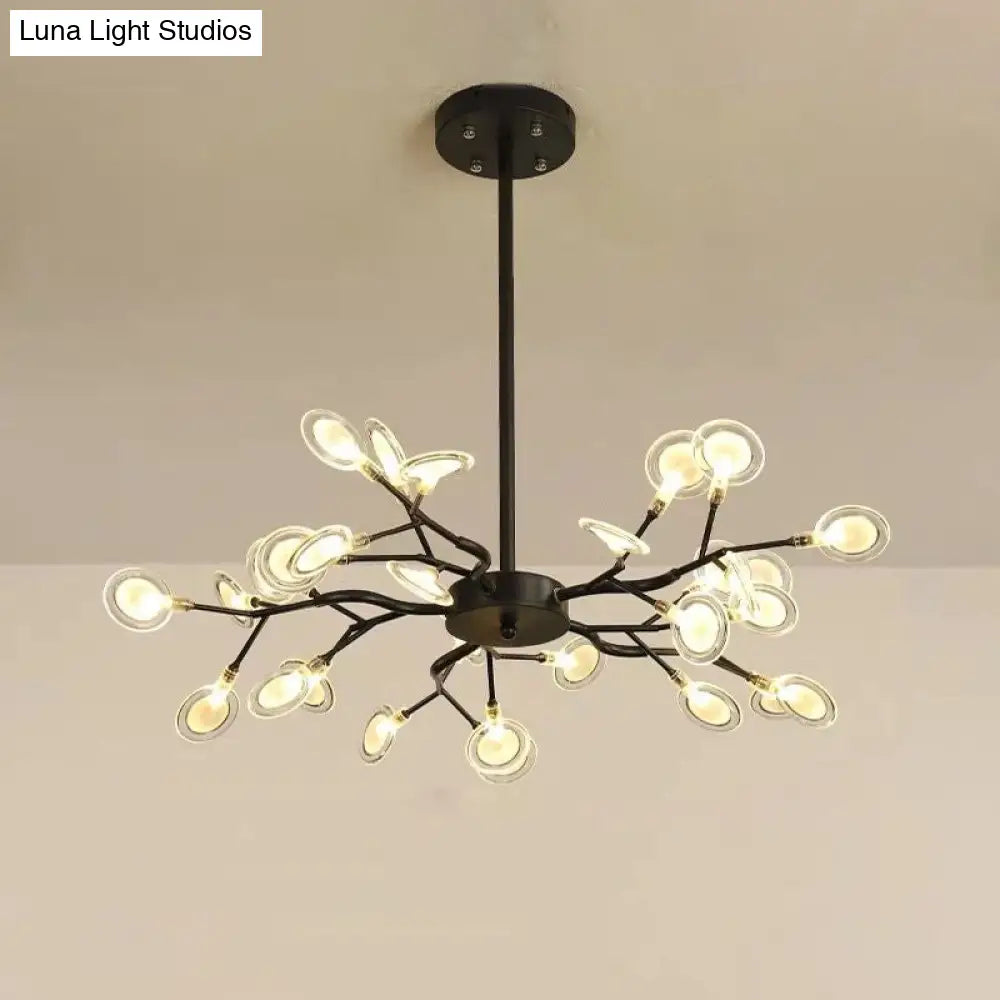 Modern Black Branching Chandelier With Metallic Multi-Light Suspension