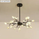 Modern Black Branching Chandelier With Metallic Multi-Light Suspension