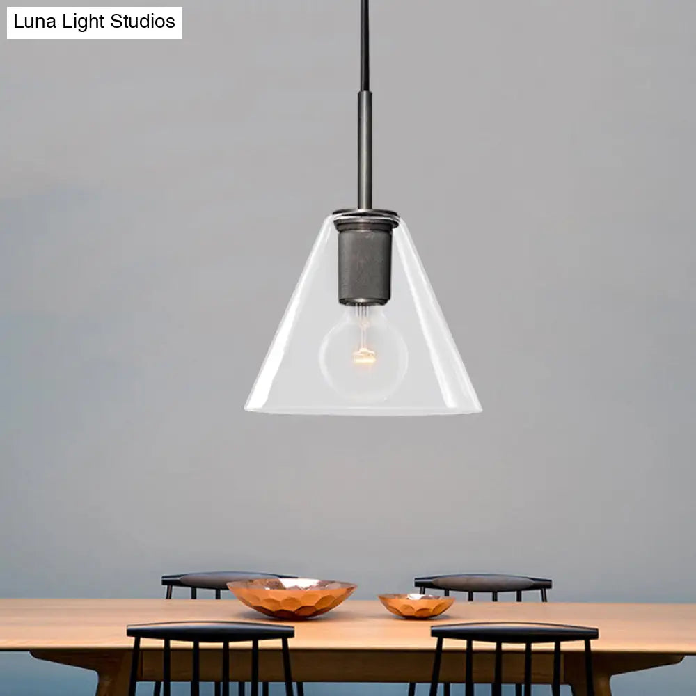 Modern Black/Brass/Chrome Pendant Lamp - 1 Light Clear Glass Ceiling Fixture