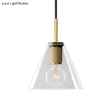 Modern Black/Brass/Chrome Pendant Lamp - 1 Light Clear Glass Ceiling Fixture