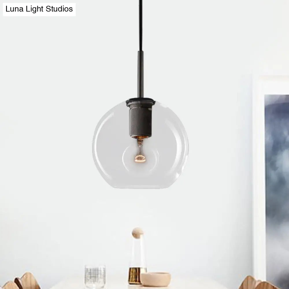 Modern Black/Brass/Chrome Pendant Lamp - 1 Light Clear Glass Ceiling Fixture