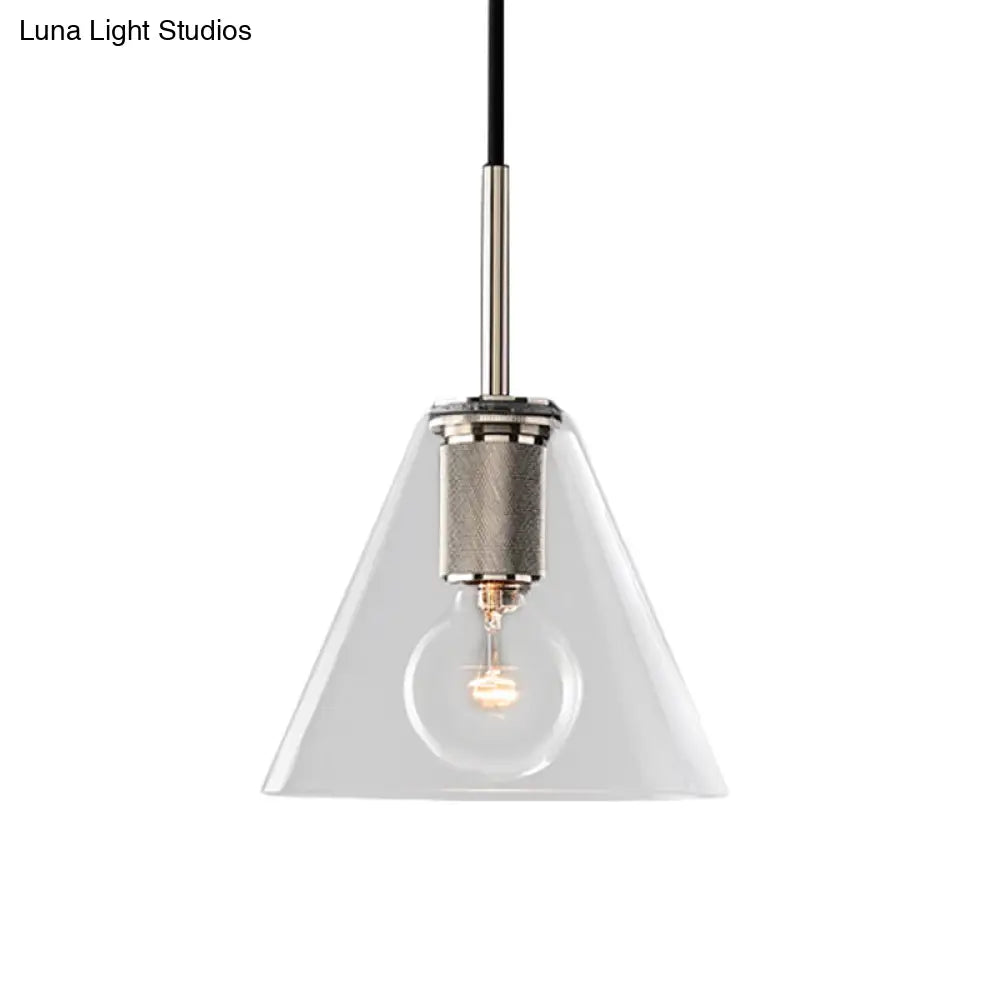 Modern Black/Brass/Chrome Pendant Lamp - 1 Light Clear Glass Ceiling Fixture