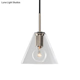 Modern Black/Brass/Chrome Pendant Lamp - 1 Light Clear Glass Ceiling Fixture