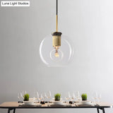 Modern Black/Brass/Chrome Pendant Lamp - 1 Light Clear Glass Ceiling Fixture