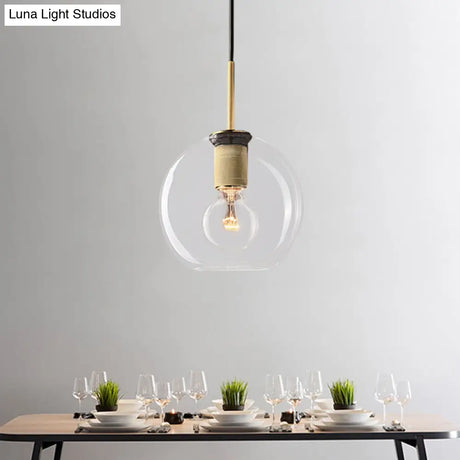 Modern Black/Brass/Chrome Pendant Lamp - 1 Light Clear Glass Ceiling Fixture
