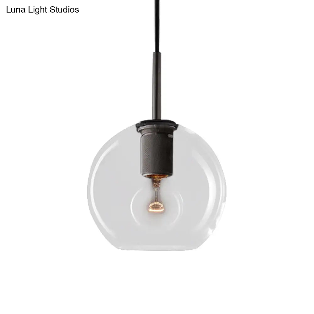 Modern Black/Brass/Chrome Pendant Lamp - 1 Light Clear Glass Ceiling Fixture
